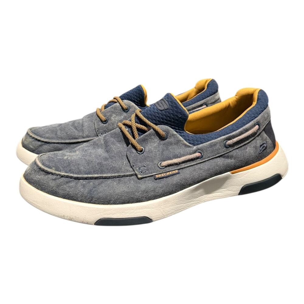 Skechers Bellinger Garmo Shoes Men’s Size 11 Navy Blue Slip On Loafers 65896 - Picture 1 of 9